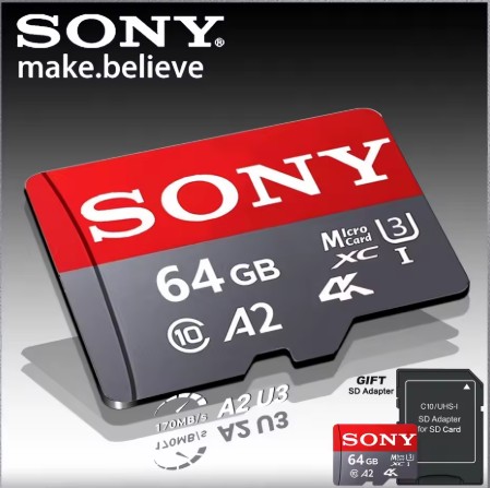 SONY Micro TF SD Card Extreme SD Memory Card 64GB, tarjetas Flash U3 A2 TF